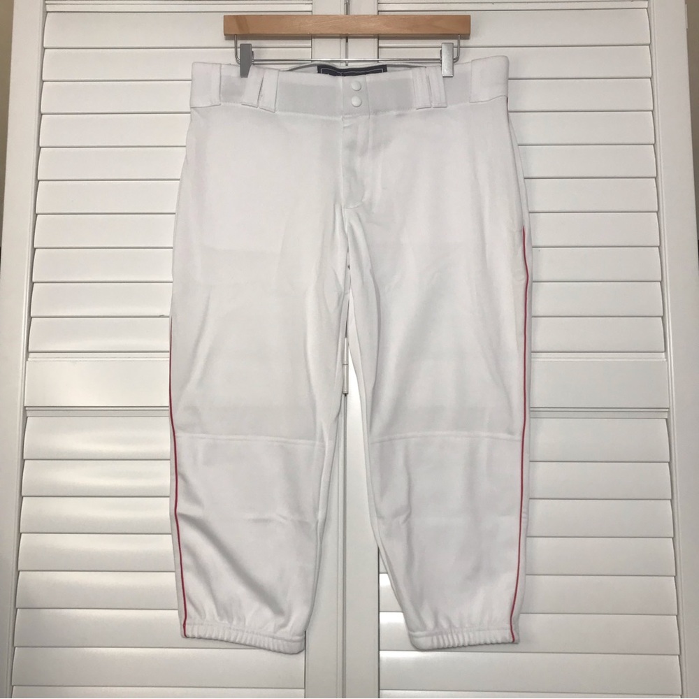 New Under Armour Softball Baseball Cropped Pants Size XL White Red Unisex